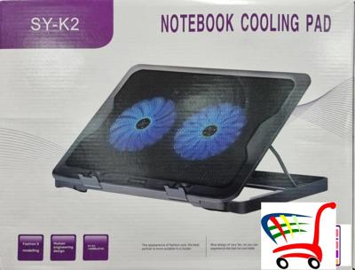 SY-K2 Dual Fan Laptop Cooling Pad - Blue LED, Adjustable Stand, USB Powered, Ultra-Quiet (Up to 17-inch Laptops)