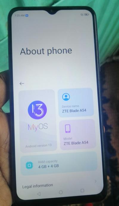 📱  ZTE BLADE A54  SPECIFICATION  It is not used much. ( ብዙም ያላገለገለ)